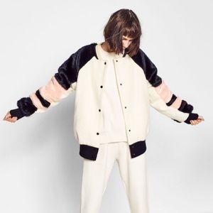 Zara Faux Fur Varsity Jacket